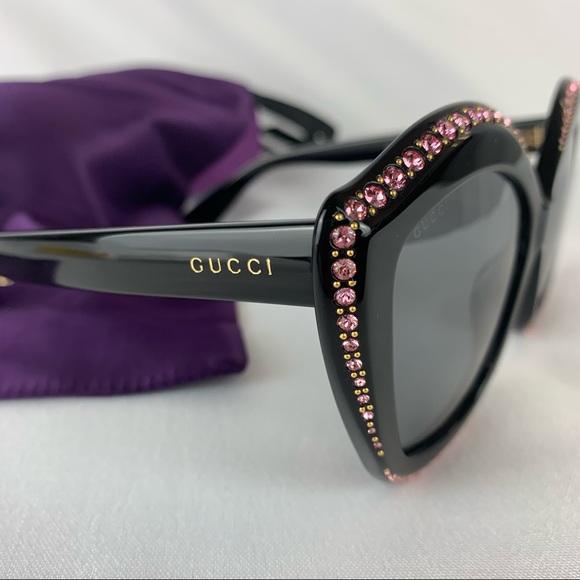 ❌SOLD❌GUCCI GG0118S 002 Black Cat Eye Sunglasses - Picture 13 of 16